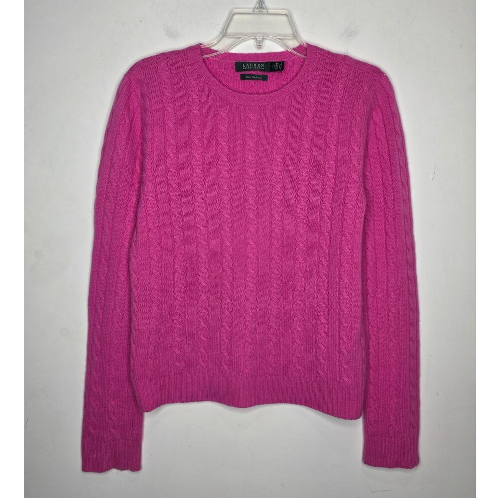 Lauren Ralph Lauren LRL pink cashmere cable knit sweater - small